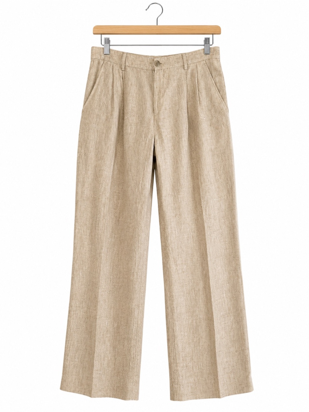 Sean John 100% Linen Pleated Dress Pants 34x32 Original Fit Tan Wide Leg
